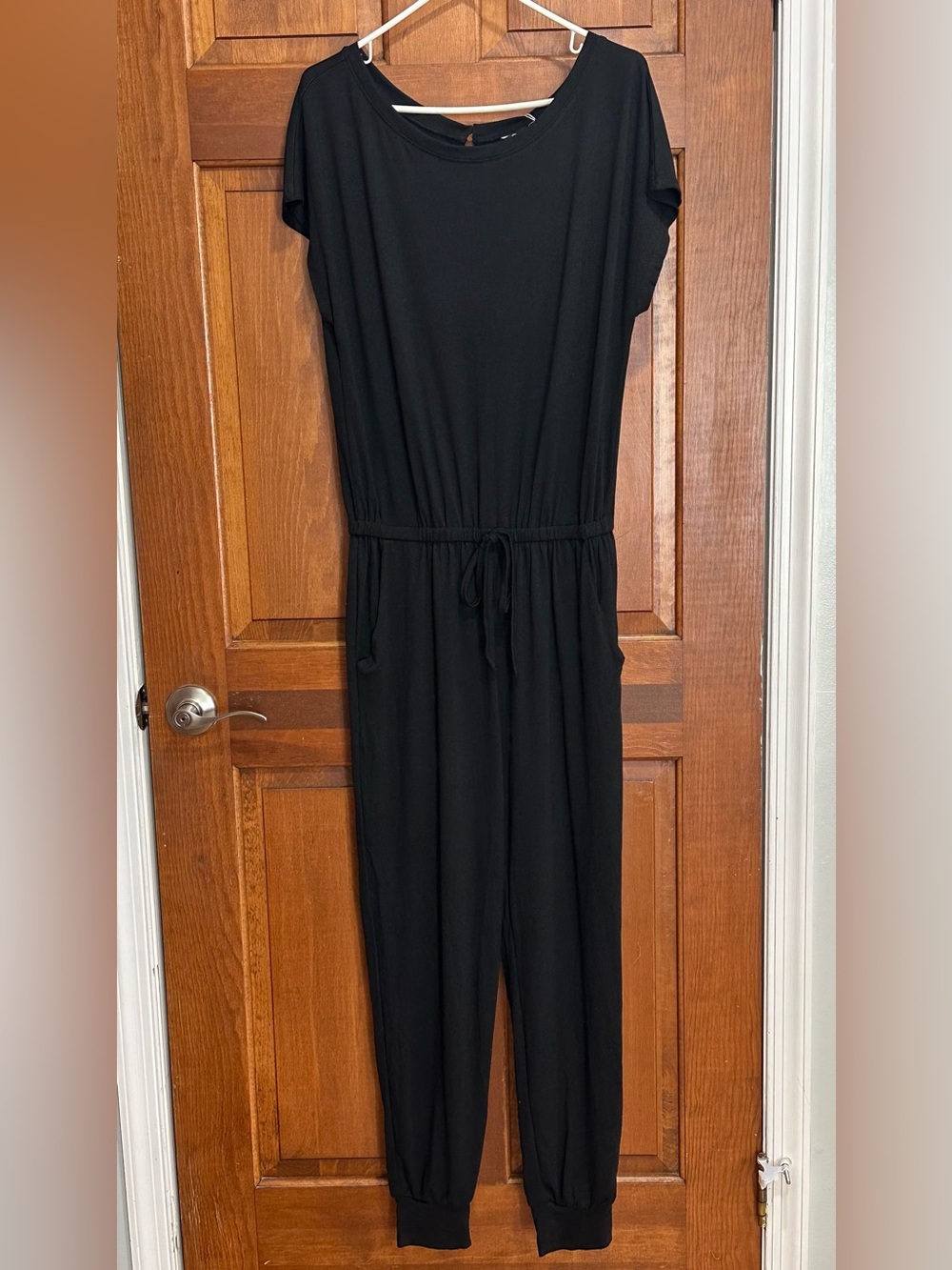 PrettyGarden Women's Black Jumpsuit with Drawstring Waist